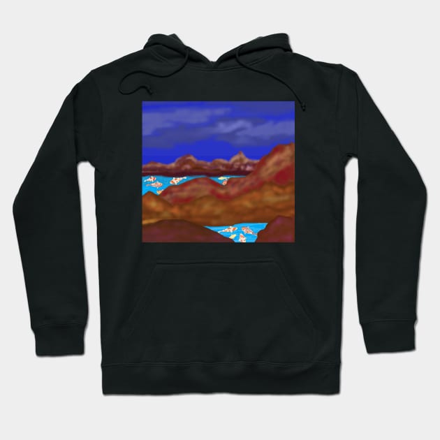 Koi Fish and Mountains (Square) Hoodie by Art By LM Designs 